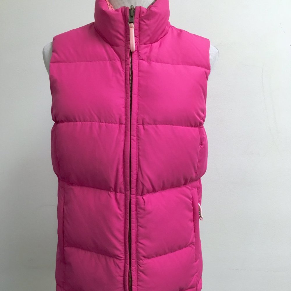 Lilly Pulitzer reversible floral puffer vest sleeveless Radcliffe yard S pink